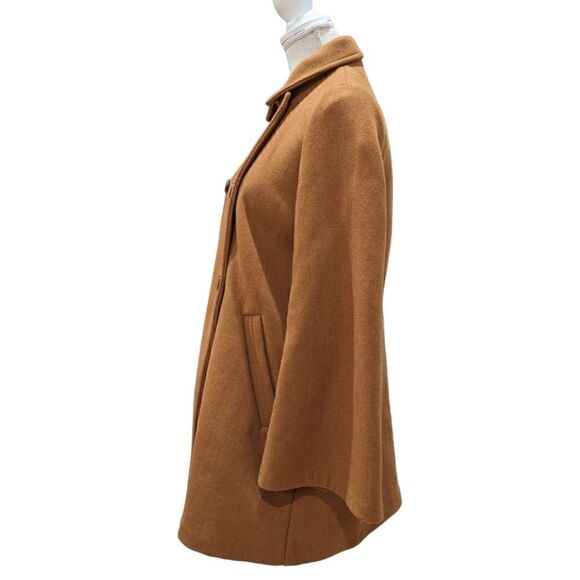 Zara Women's Camel Tan Wide Sleeve Cuffs Double Breasted Peacoat Size S - Picture 3 of 8